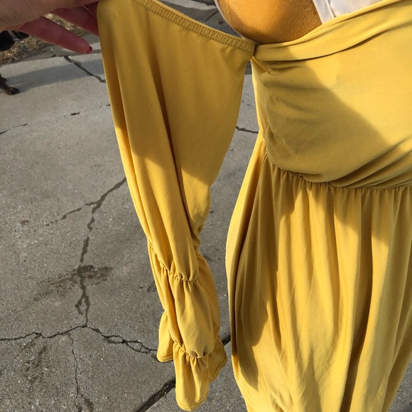 Yellow hi-low, strapless/off-shoulder dress - Picture 5 of 6